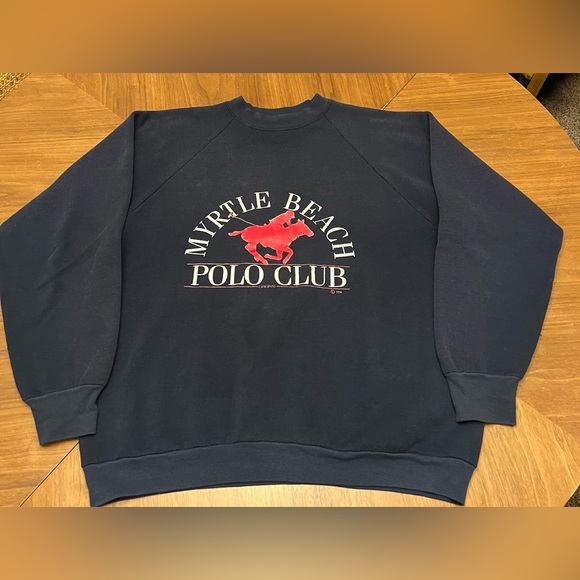 Other - Vintage 80s 90s Navy Blue Crew Neck Pullover Sweatshirt Myrtle Beach Polo Club